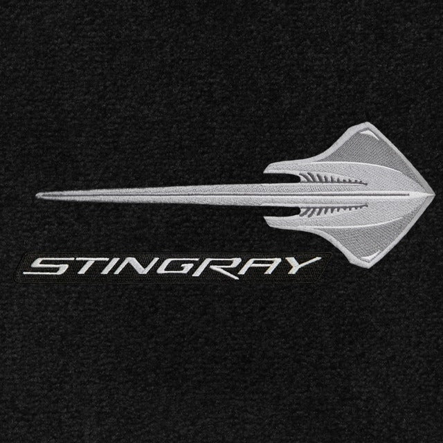 C7 Corvette Stingray Lloyd Mats Ultimat double logo with Stingray logo and silver Stingray script