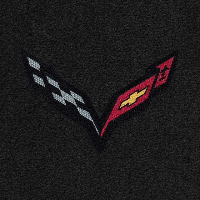 C7 Stingray Lloyd Mats Ultimat single logo with black Cross Flags