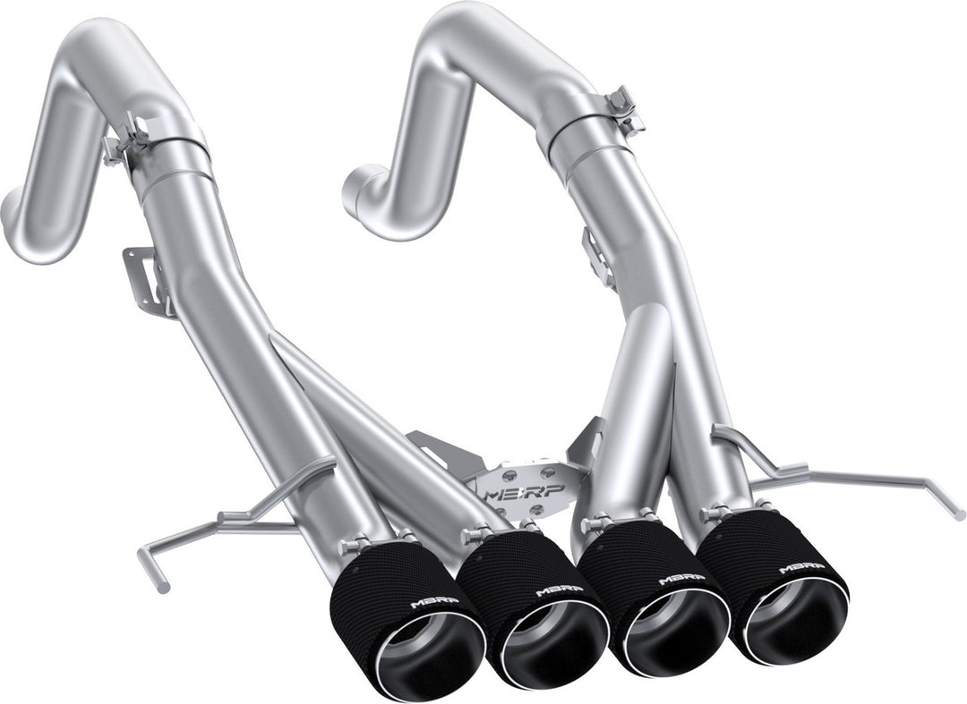 Straight-pipe-style MBRP exhaust for C7 Stingray with carbon-fiber tips