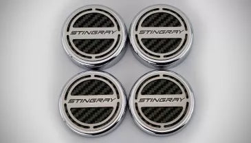 C8 Corvette Stingray ACC Stingray four-piece cap covers with black vinyl inlays