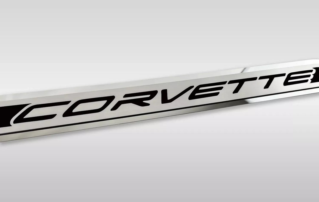 C8 Corvette ACC corvette door prop, black solid inlay, driver example