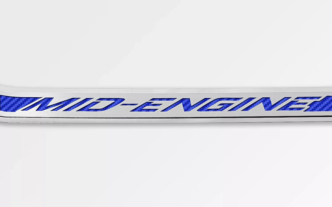 C8 Corvette ACC mid engine door prop, blue carbon-fiber-pattern inlay, driver example