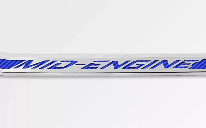 C8 Corvette ACC mid engine door prop, blue carbon-fiber-pattern inlay, driver example