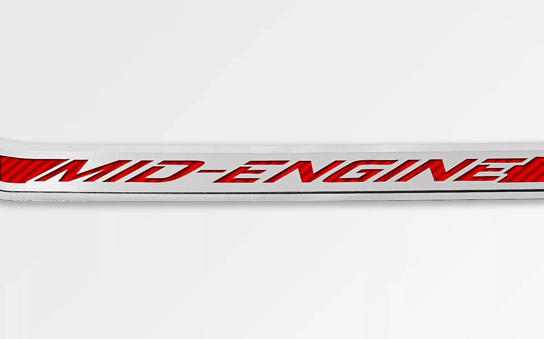 C8 Corvette ACC mid engine door prop, red carbon-fiber-pattern inlay, driver example