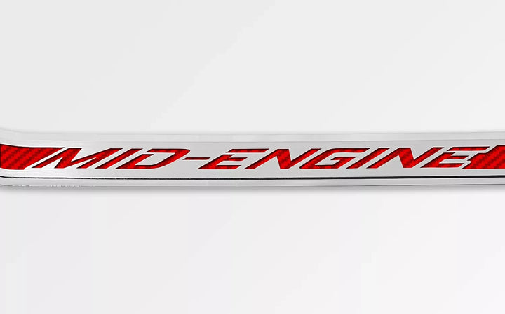 C8 Corvette ACC mid engine door prop, red carbon-fiber-pattern inlay, driver example