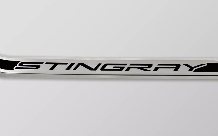 C8 Corvette ACC stingray door prop, black solid inlay, driver example