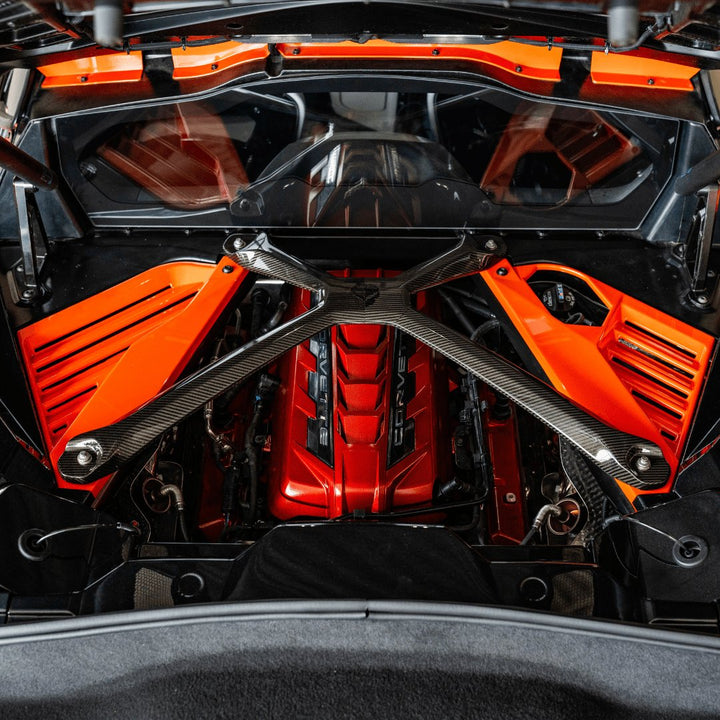 C8 Corvette installed orange louvered panels with additional engine-bay trim sold separately