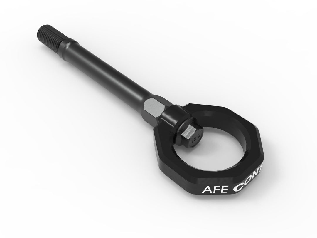 C8 Corvette aFe CONTROL front tow hook in black powder coat, part 450-401014-B