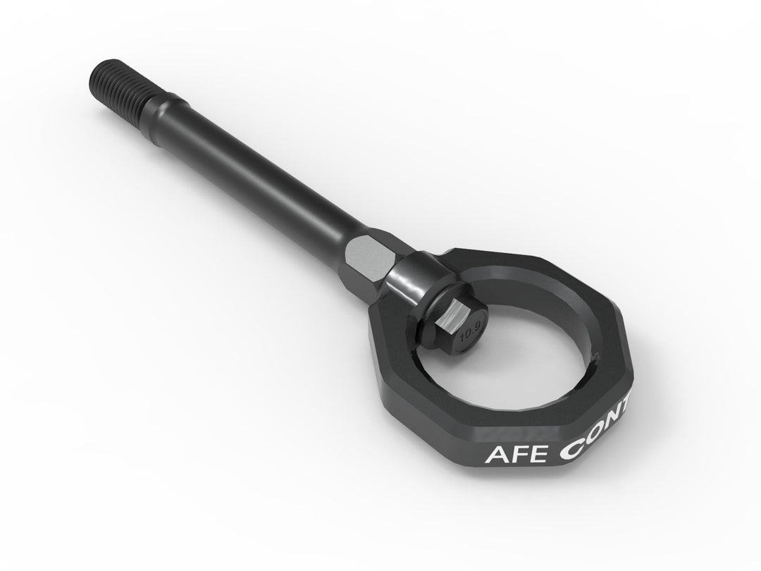 C8 Corvette aFe CONTROL front tow hook in gray powder coat, part 450-401014-G