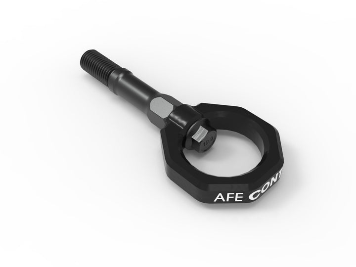 C8 Corvette aFe CONTROL rear tow hook in black powder coat, part 450-401015-B