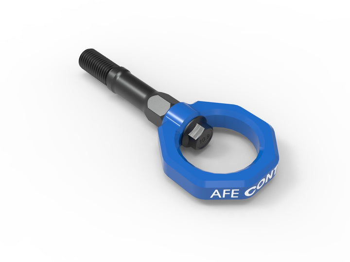 C8 Corvette aFe CONTROL rear tow hook in blue powder coat, part 450-401015-L