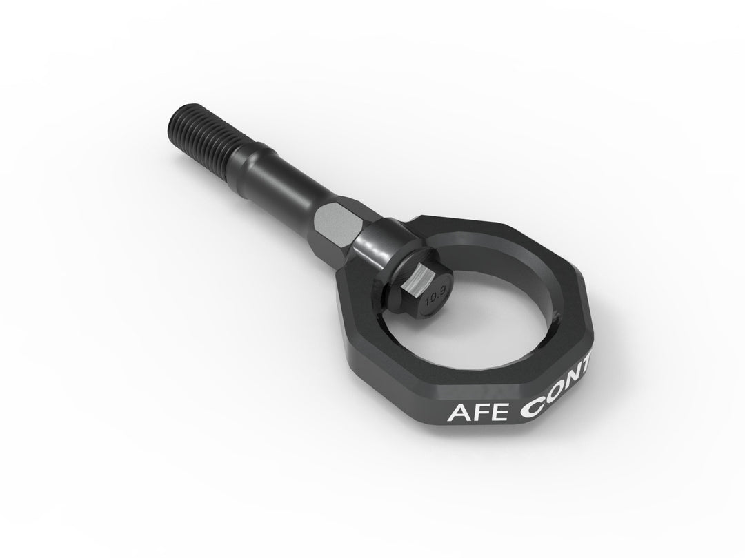 C8 Corvette aFe CONTROL rear tow hook in gray powder coat, part 450-401015-G