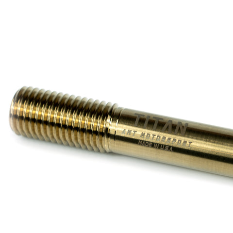 Close-up of the threaded stainless steel shaft on the C8 Corvette AMT Motorsport Titan Tow Hook