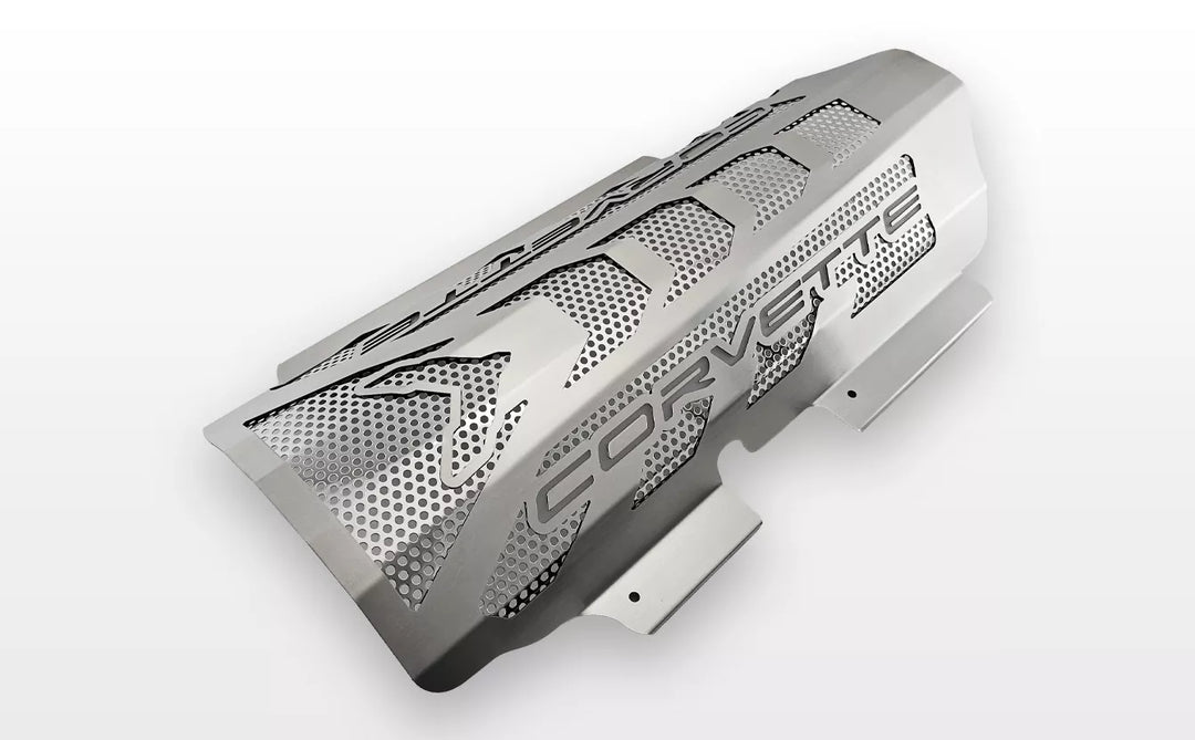 C8 Corvette CORVETTE replacement engine shroud with perforated stainless inserts