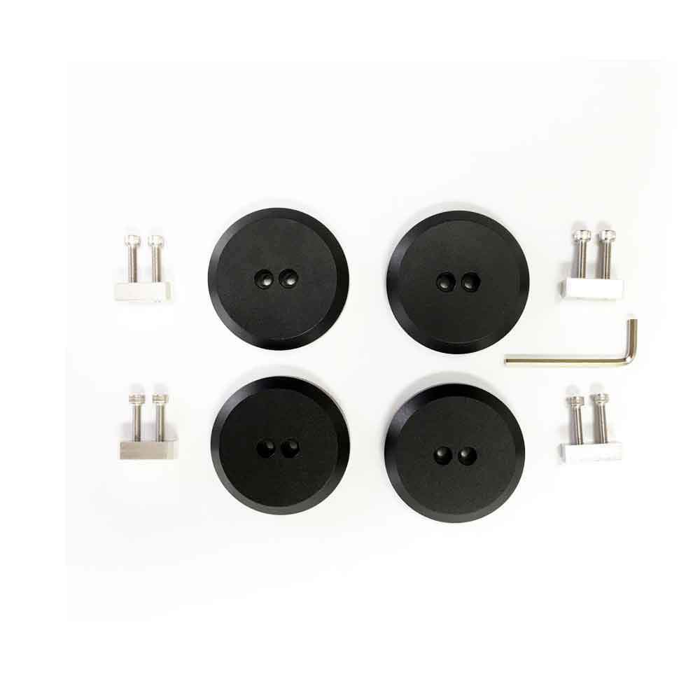 jacking pucks set of four with nuts and Allen key, on white for the C8 Corvette E-Ray