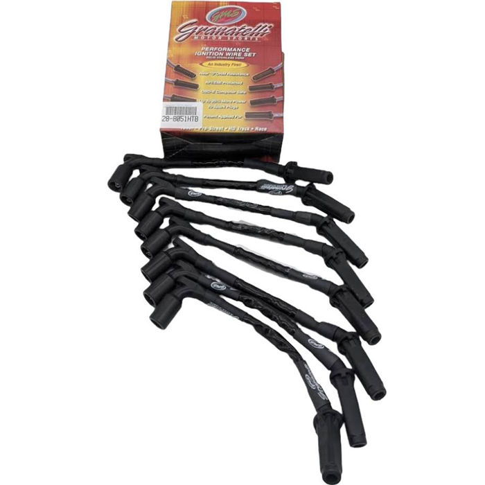 Black Granatelli spark plug wires 28-8051HTB for C8 Corvette Stingray and E-Ray LT2