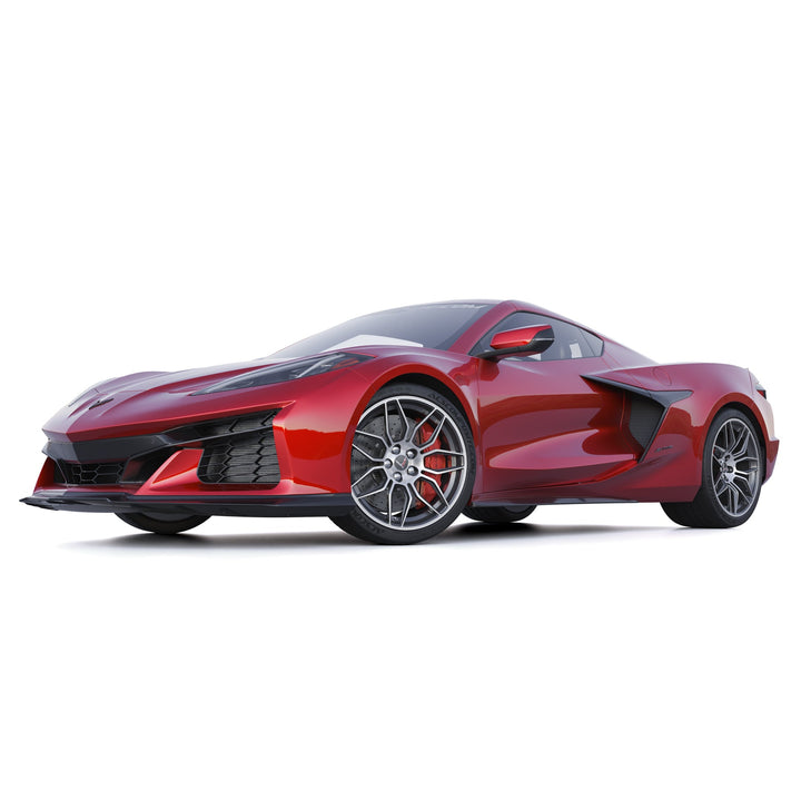 Top down view of the single piece ACS Composite 50-4-158 front splitter on white