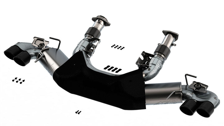 Borla 140839BC for the 2027 C8 Corvette Grand Sport showing the NPP valve connections and included hardware