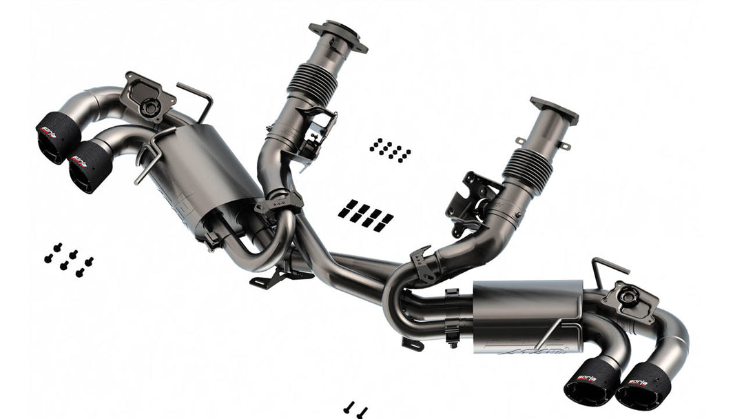 Borla ATAK 140839CF cat-back exhaust system for the 2027 C8 Corvette Grand Sport, T-304 stainless with quad four inch carbon fiber tips