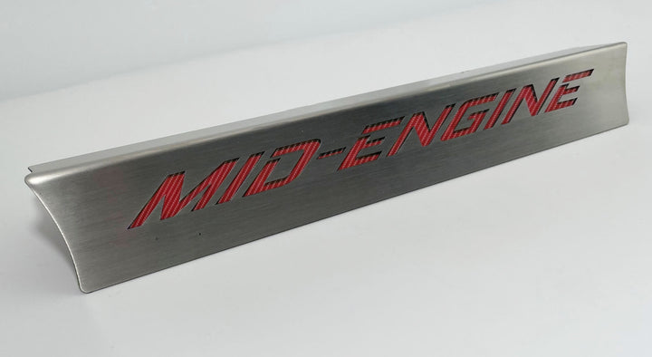 C8 Corvette lower rear-window accent with red MID-ENGINE lettering