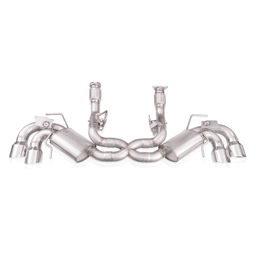 Stainless Works C8CBL Legend cat-back exhaust kit for 2022 C8 Corvette Stingray LT2 with polished quad slash-cut tips