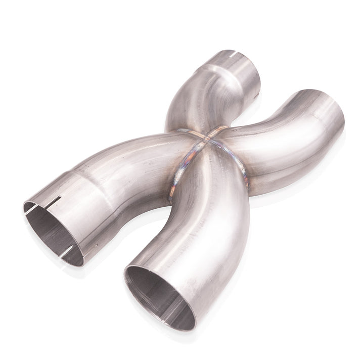 X-pipe connection detail on Stainless Works Legend cat-back exhaust for 2020–2026 C8 Corvette Stingray and E-Ray LT2