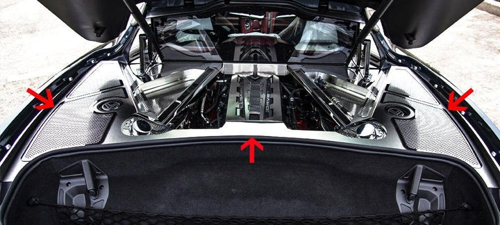 C8 Corvette Stingray coupe ACC 883011 fender covers with polished perforated inserts, installed view 4