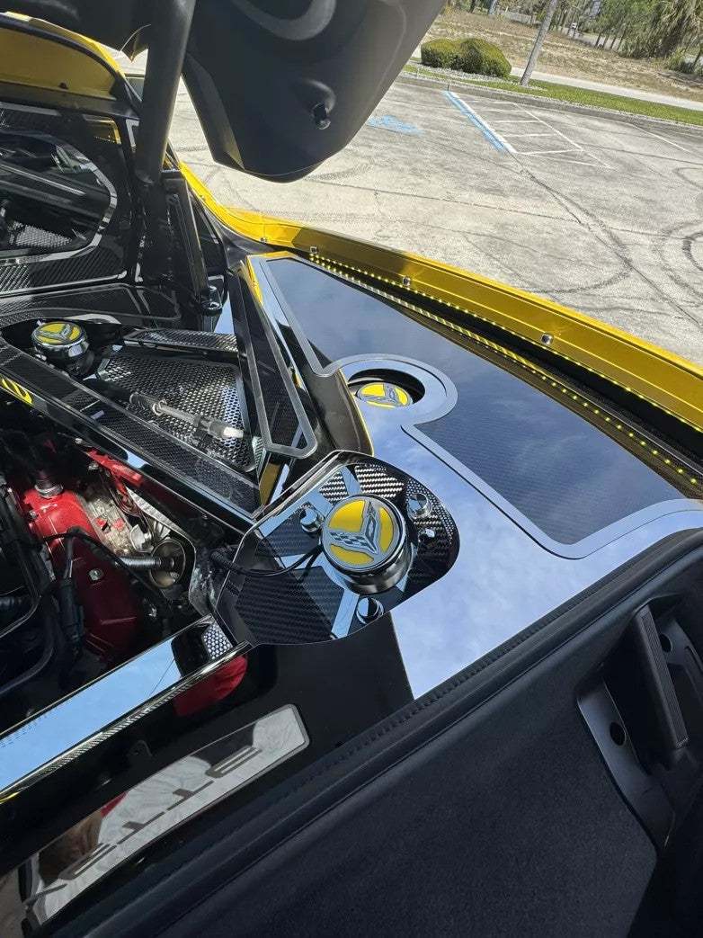 C8 Corvette Stingray coupe ACC 883012 fender covers with real carbon fiber inserts, installed view 7