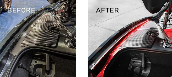 American Car Craft C8 Corvette Stingray coupe polished fender cap covers, installation detail