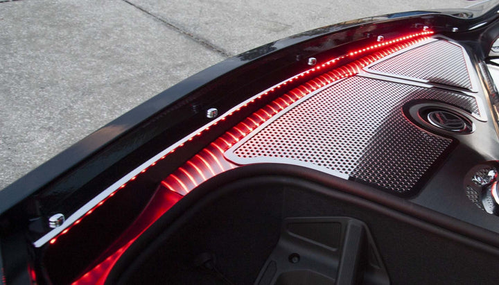 American Car Craft C8 Corvette Stingray coupe polished fender cap covers, Red LED appearance