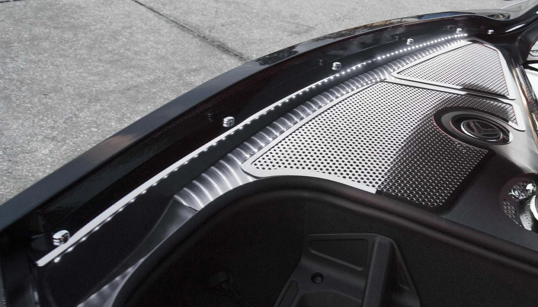 American Car Craft C8 Corvette Stingray coupe polished fender cap covers, White LED appearance