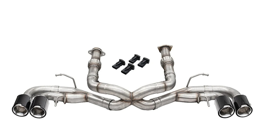 CORSA 21102CF cat-back exhaust for C8 Corvette Stingray with quad flat cut carbon fiber tips