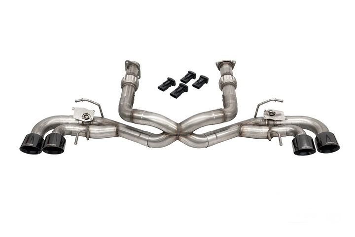 CORSA 21103BLK-1 NPP AFM valve delete cat-back exhaust system for the
C8 Corvette Stingray with quad Black PVD slash cut tips
