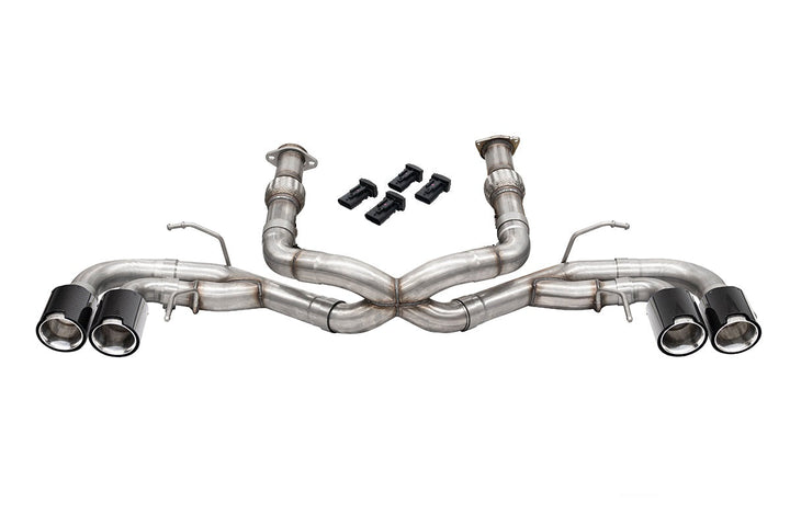 CORSA 21104CF valve delete cat-back exhaust system for the C8 Corvette Stingray with flat cut carbon fiber tips