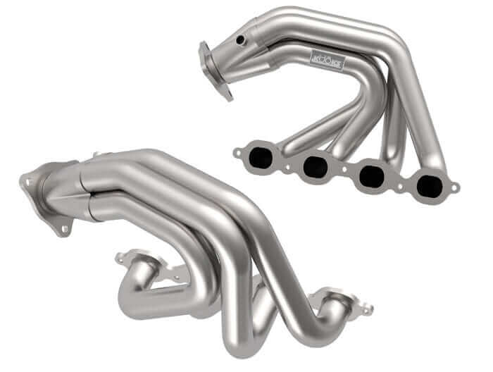 Detail view of KOOKS Super Street stainless steel headers for C8 Corvette LT2 platform