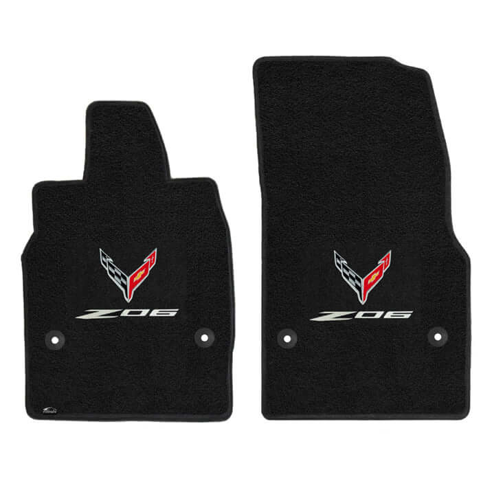 Lloyd Mats Luxe front floor mats with double-logo embroidery installed in a 2024 C8 Corvette Z06