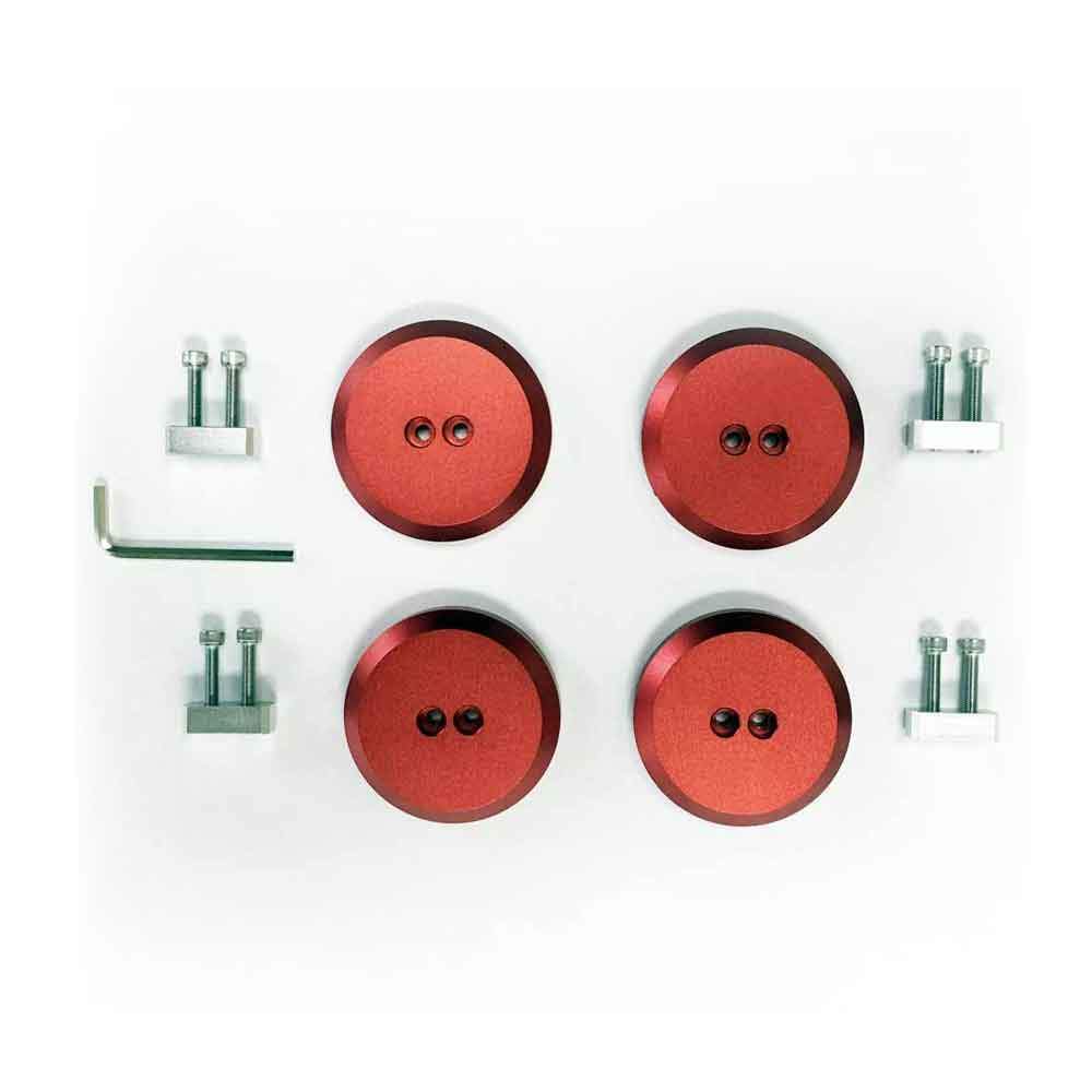 Red anodized ACS Composite jacking pucks, part 45-4-197 for the C8 Corvette ZR1