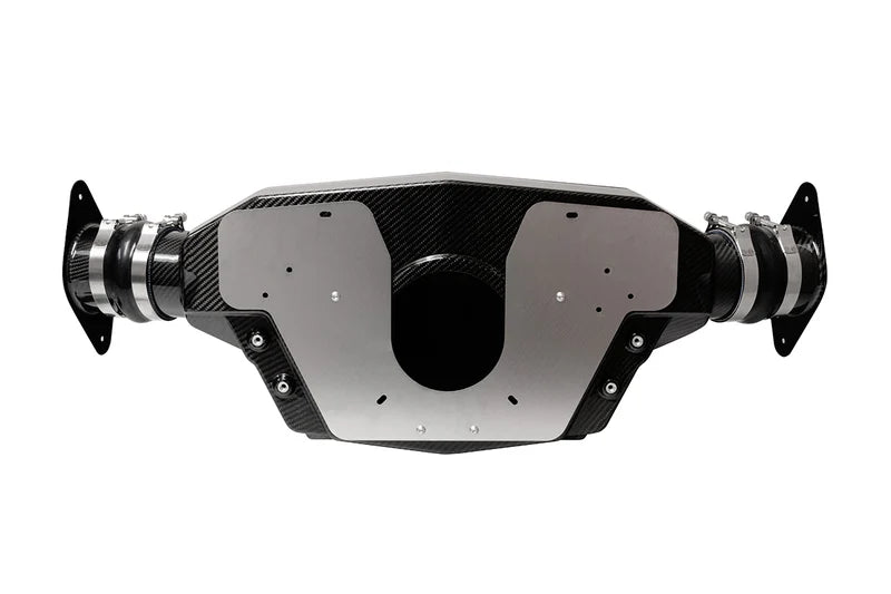 Rear view of CORSA 44003D carbon fiber intake box and duct for C8 Stingray LT2