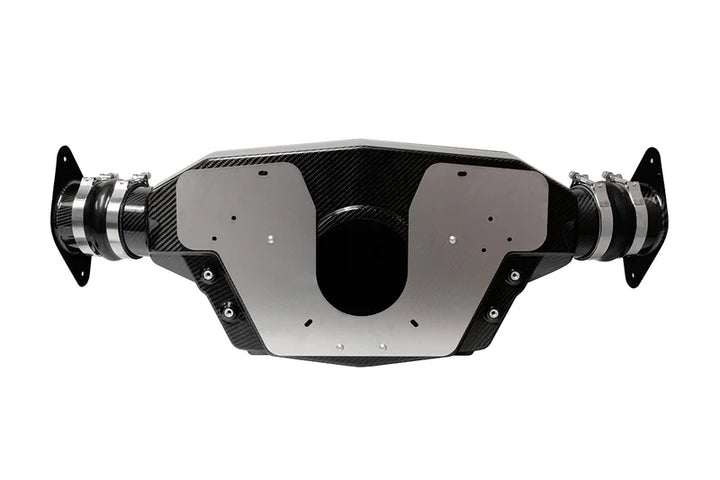 Rear view of CORSA 44003D carbon fiber intake box and duct for C8 Stingray LT2