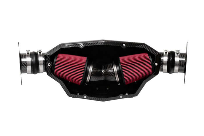 Close-up of CORSA DryTech 3D dry reusable filter used in the CORSA 44003D C8 Stingray intake