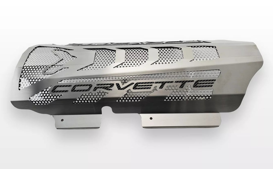 CORVETTE replacement engine shroud with black lettering inlays