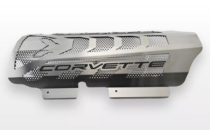 CORVETTE replacement engine shroud with black lettering inlays
