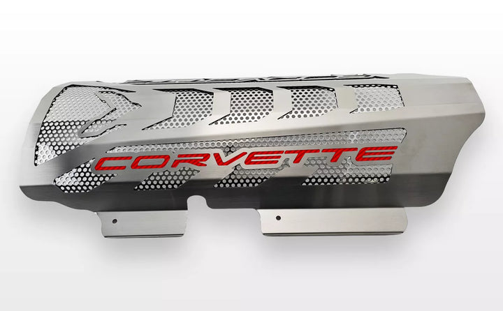 CORVETTE replacement engine shroud with red lettering inlays