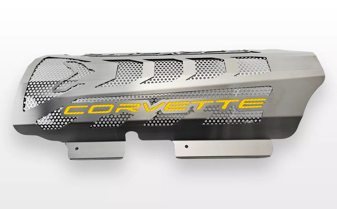 CORVETTE replacement engine shroud with yellow lettering inlays