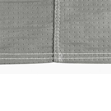 Covercraft 5-Layer Indoor close-up of the overlapped double-stitched seam in gray fabric