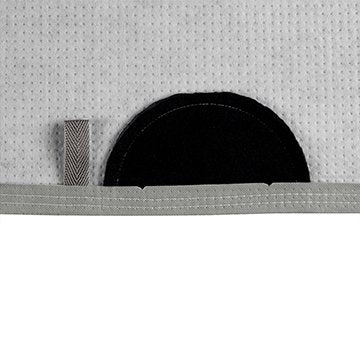 Covercraft 5-Layer Indoor detail showing the soft black felt backing behind the grommet area