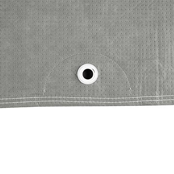 Covercraft 5-Layer Indoor gray fabric close-up showing the reinforced grommet near the lower edge