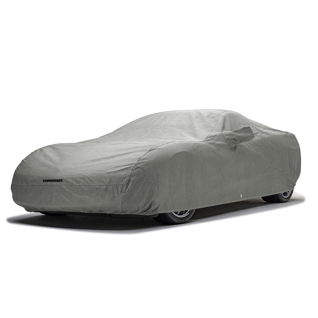 Covercraft 5-Layer Indoor cover shown on a representative covered car, not an E-Ray fitment photograph