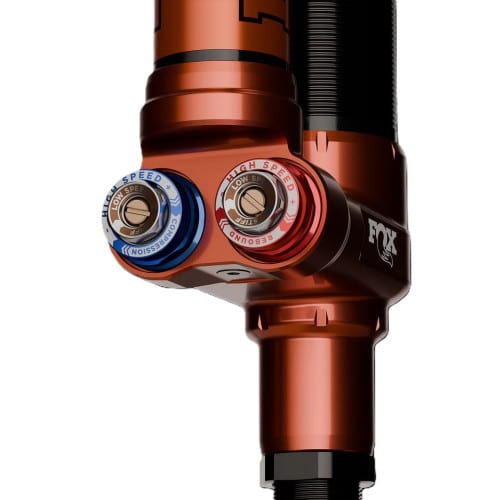 FOX 883-30-004 X2 adjuster close-up for C7 Corvette Factory Race adjustable coil-overs