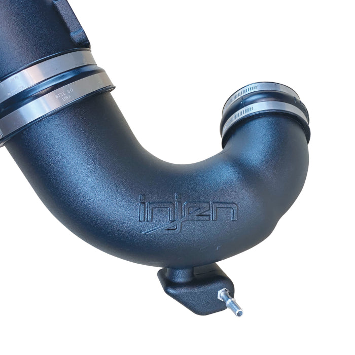 Injen EVO7203 roto-molded intake tube with crankcase fitting, silicone couplers, and clamps